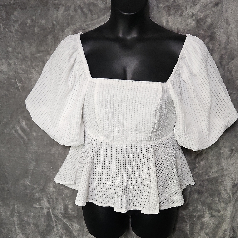 Elegant White Peplum Top